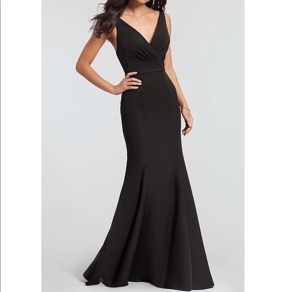 Brushed Satin Long Kleinfeld Bridesmaid Dress